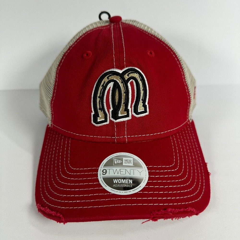 New Era Billings‎ Mustangs Womens Red Trucker Hat Adjustable Mesh Back